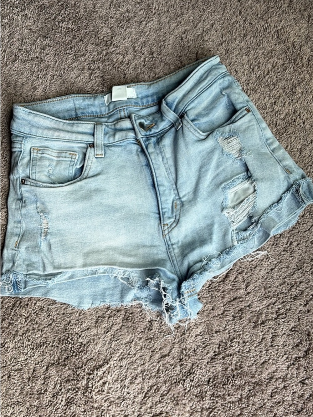 H&M Light Blue Distressed Denim Cutoff Shorts size 6